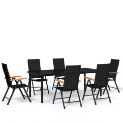 Ensemble de salle &agrave; manger de jardin meuble ext&eacute;rieur 7 pi&egrave;ces noir 02_0014002