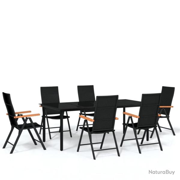 Ensemble de salle � manger de jardin meuble ext�rieur 7 pi�ces noir 02_0014002