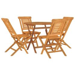 Ensemble &agrave; d&icirc;ner salon de jardin meuble d'ext&eacute;rieur 5 pi&egrave;ces bois de teck massif 02_0014295