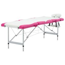 Table de massage pliable 4 zones Inox blanc et rose 02_0001842