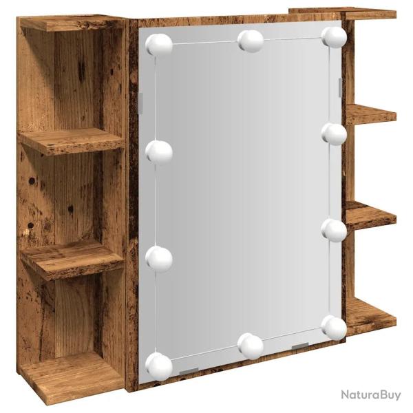 Armoire � miroir avec LED rangement bijoux 70 x 16 x 60 cm ambiance cosy finition �l�gante en bois