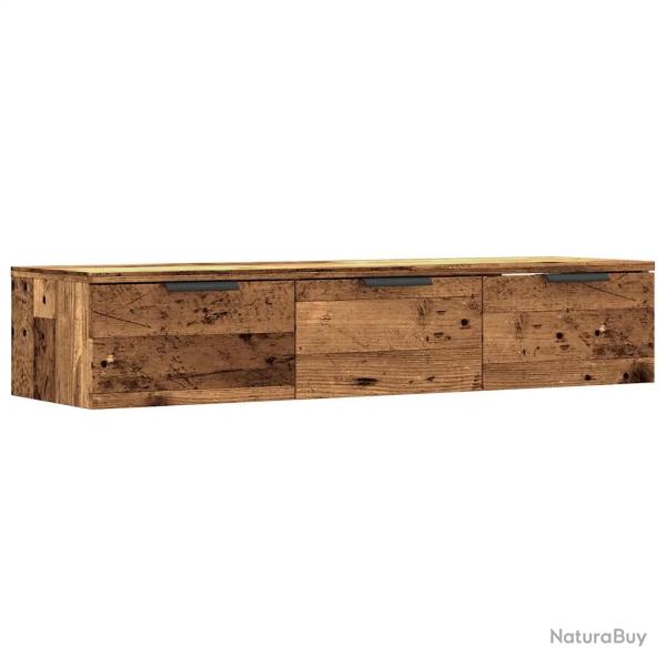 Armoire murale design polyvalent rangement 102 x 30 x 20 cm en bois d'ing�nierie vieux bois 02_0050