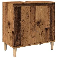 Armoire d'&eacute;vier vintage bois d'ing&eacute;nierie 58 x 33 x 60 cm grand espace de rangement style r&eacute;tro fin
