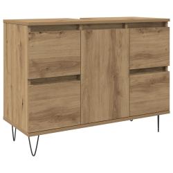 Armoire de salle de bain bois d'ing&eacute;nierie 80 x 33 x 60 cm avec 4 tiroirs style industriel en bois