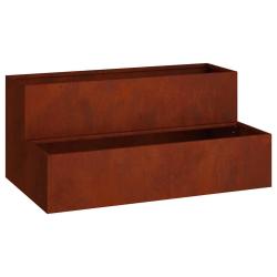 Cache-pot de jardin design moderne pour ext&eacute;rieur 100 x 60 x 45 cm en acier rouill&eacute; 02_0052087
