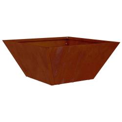 Cache-pot de jardin trap&eacute;zo&iuml;dal moderne minimaliste 35 x 35 x 15 cm en acier rouill&eacute; 02_0052366