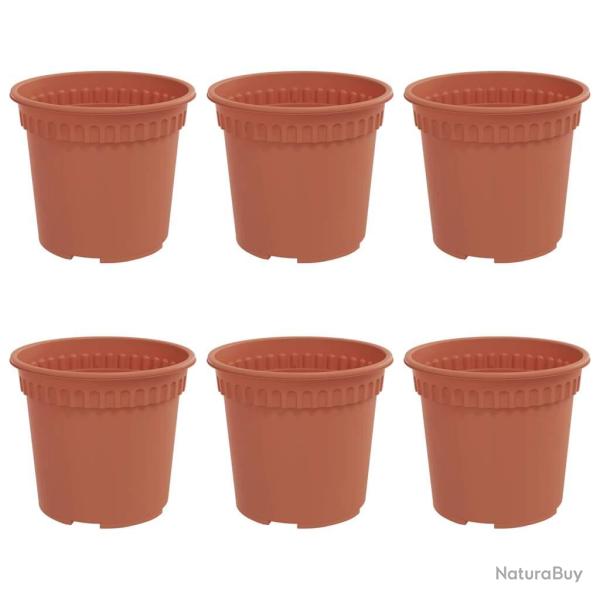 Lot de 6 pots � fleurs ronds modernes 15 x 15 x 12 cm couleur chic en plastique rouge brique 02_005