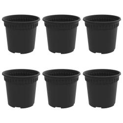 Lot de 6 pots &agrave; fleurs ronds modernes 15 x 15 x 12 cm l&eacute;gers jardin terrasse en plastique noir 02_0