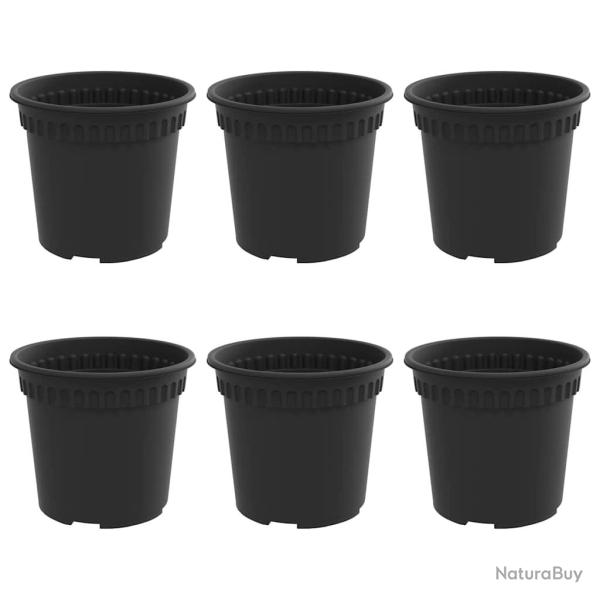 Lot de 6 pots � fleurs ronds modernes 15 x 15 x 12 cm l�gers jardin terrasse en plastique noir 02_0