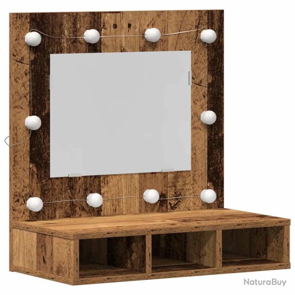 Armoire miroir rectangulaire avec �clairage int�gr� et �tag�res rangement salle de bain style moder