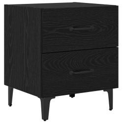 Table de chevet rustique avec tiroir rangement 40 x 35 x 47,5 cm en bois d'ing&eacute;nierie ch&ecirc;ne noir 02