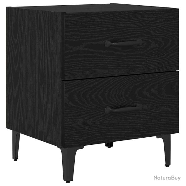 Table de chevet rustique avec tiroir rangement 40 x 35 x 47,5 cm en bois d'ing�nierie ch�ne noir 02