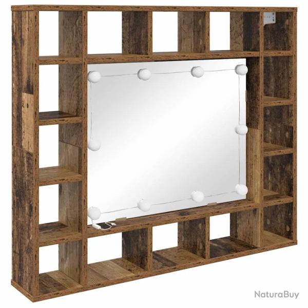 Armoire miroir LED design moderne 91 x 15 x 76 cm �clairage int�gr� salle de bain en bois ancien 02