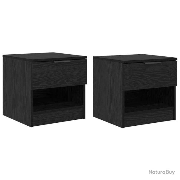 Armoire de lit moderne pratique rangement 40 x 39 x 40 cm en bois d'ing�nierie ch�ne noir 02_0052671