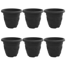 Lot de 6 pots &agrave; fleurs ronds modernes style minimaliste int&eacute;rieur ext&eacute;rieur 26 x 26 x 21,5 cm en pl