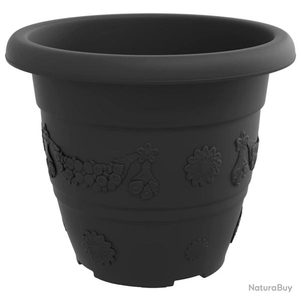 Lot de 24 pots � fleurs ronds design moderne int�rieur ext�rieur � 26 x 21,5 cm en plastique noir 0