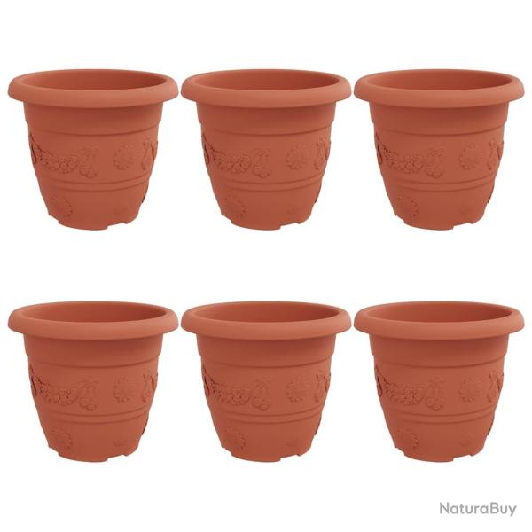 Lot de 6 pots � fleurs ronds modernes l�gers int�rieur ext�rieur 30 x 30 x 25 cm en plastique rouge