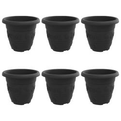 Lot de 6 pots &agrave; fleurs ronds l&eacute;gers design moderne int&eacute;rieur ext&eacute;rieur &Oslash; 26 x 21,5 cm en plastique