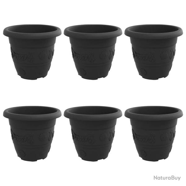 Lot de 6 pots � fleurs ronds l�gers design moderne int�rieur ext�rieur � 26 x 21,5 cm en plastique