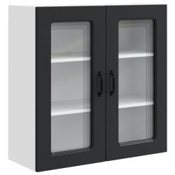 Armoire de cuisine design &eacute;pur&eacute; rangement spacieux 80 x 31 x 80 cm en bois d'ing&eacute;nierie noir 02_005