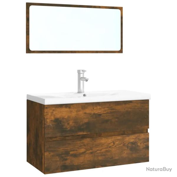 Ensemble de meubles de salle de bain pratique avec rangement 80 x 39,5 x 45 cm en bois d'ing�nierie