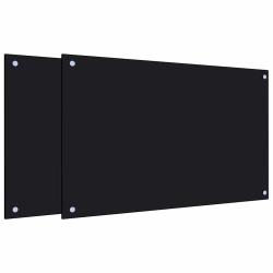 Lot de 2 dosserets de cuisine 80 x 50 cm protection &eacute;claboussures pratique design en verre tremp&eacute; n