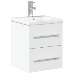Armoire de lavabo de salle de bain avec vasque encastr&eacute;e 41 x 38,5 x 48 cm rangements modernes en b