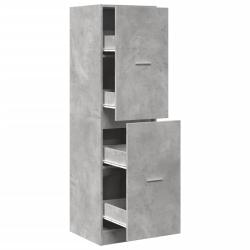 Armoire d'apothicaire design vintage rangement bureau 40 x 41 x 144,5 cm en bois d'ing&eacute;nierie gris