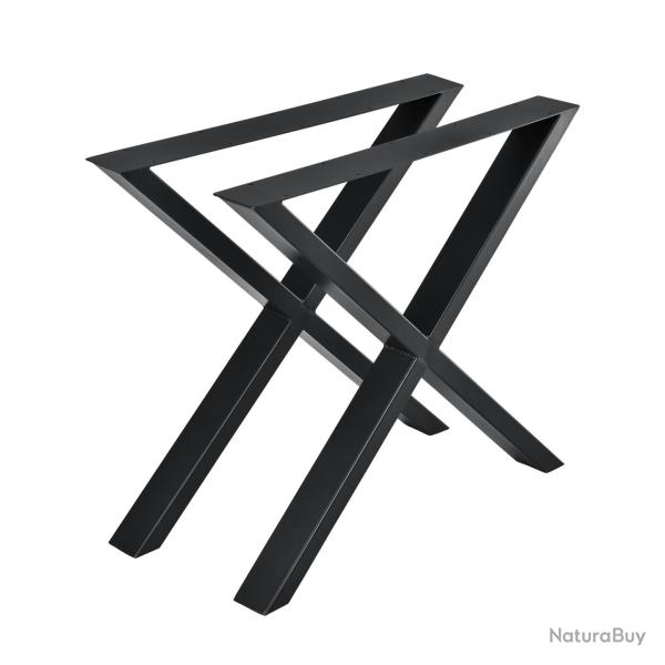 Lot de 2 pieds de table � manger de meuble m�tal formeX 79 cm noir 03_0003657