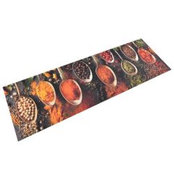 Tapis de cuisine lavable impression cuill&egrave;re &eacute;pices 60 x 180 cm antid&eacute;rapant doux design contempora