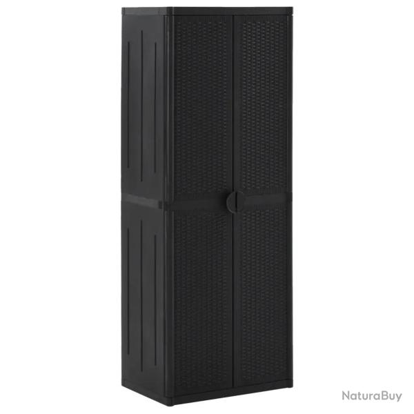 Armoire de rangement de jardin avec porte-balai et 4 �tag�res 65 x 45 x 172 cm en PP noir 02_0046122