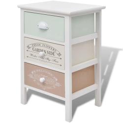 Armoire de rangement avec 3 tiroirs style fran&ccedil;ais rustique 38 x 28 x 57 cm en bois blanc 02_0046273