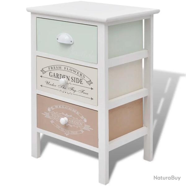 Armoire de rangement avec 3 tiroirs style fran�ais rustique 38 x 28 x 57 cm en bois blanc 02_0046273