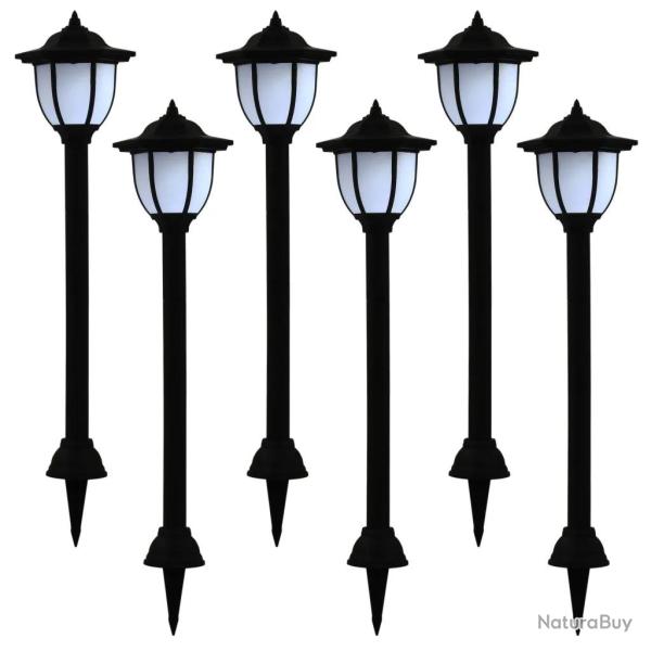 Lot de 6 lampes solaires � LED ext�rieur jardin �clairage pratique 16,5 x 14,5 x 73 cm en PP noir 0