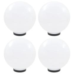 Lot de 4 lampes &agrave; LED sph&eacute;riques 30 cm &eacute;clairage d&eacute;coratif jardin ambiance cosy en PMMA blanc 02_00