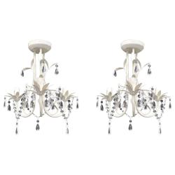 Lot de 2 lustres suspendus &agrave; cristaux classique &eacute;l&eacute;gant 30 x 35 cm d&eacute;coration int&eacute;rieure en acryliq