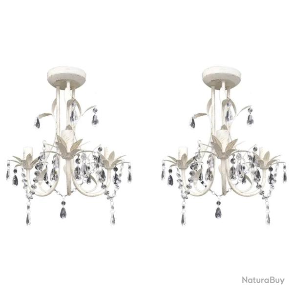 Lot de 2 lustres suspendus � cristaux classique �l�gant 30 x 35 cm d�coration int�rieure en acryliq
