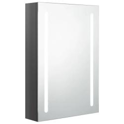 Armoire de salle de bain murale style contemporain avec &eacute;clairage LED 50 x 13 x 70 cm en MDF gris b