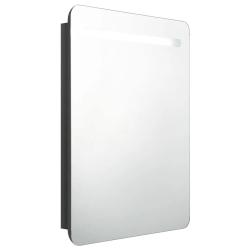 Armoire de salle de bain &agrave; miroir LED 60 x 11 x 80 cm avec &eacute;tag&egrave;res contemporaines en MDF noir bril