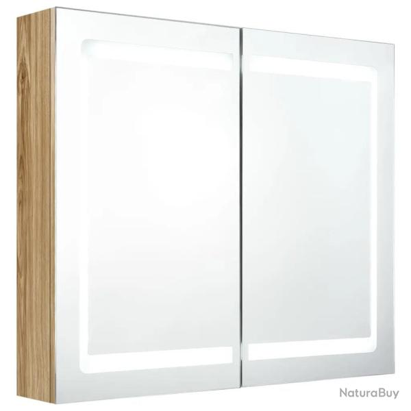 Armoire murale � miroir LED contemporaine 80 x 12 x 68 cm �clairage doux rangement pratique en MDF