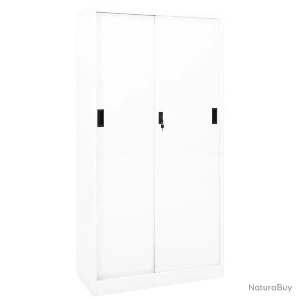 Armoire de bureau porte coulissante blanche 90 x 40 x 180 cm en acier blanc 02_0046818