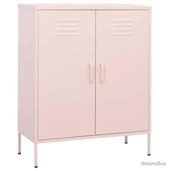 Armoire de rangement design pratique 80 x 35 x 101,5 cm avec �tag�res r�glables en acier rose 02_00