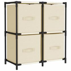 Armoire de rangement 4 paniers en tissu cr&egrave;me 63 x 30 x 71 cm structure stable design moderne en ac