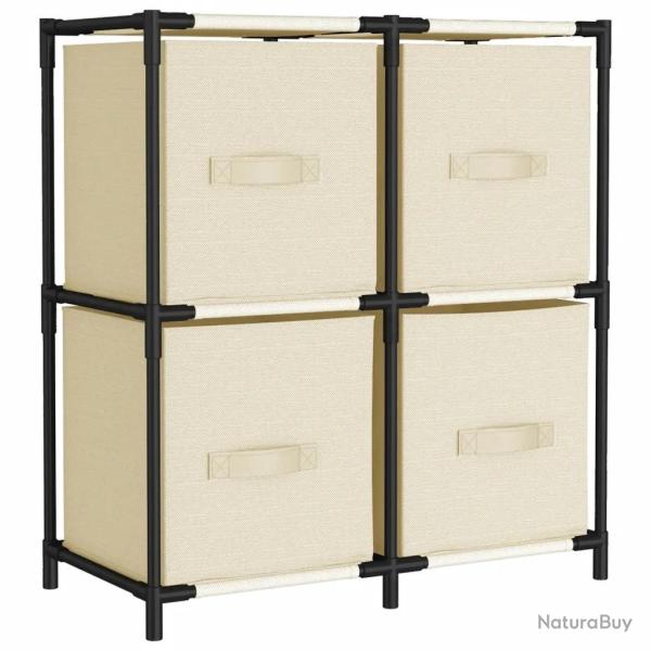 Armoire de rangement 4 paniers en tissu cr�me 63 x 30 x 71 cm structure stable design moderne en ac