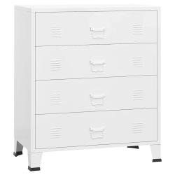 Armoire &agrave; tiroirs industrielle moderne 78 x 40 x 93 cm robuste finition mate en m&eacute;tal blanc 02_0046