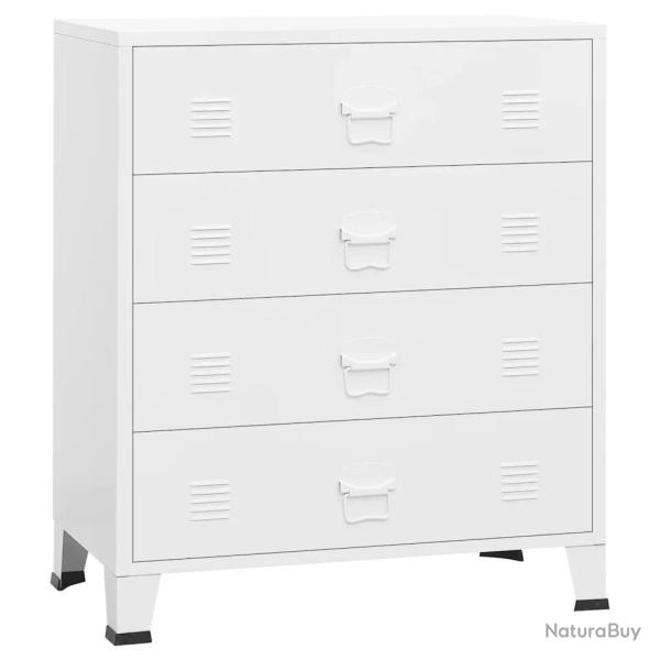 Armoire � tiroirs industrielle moderne 78 x 40 x 93 cm robuste finition mate en m�tal blanc 02_0046