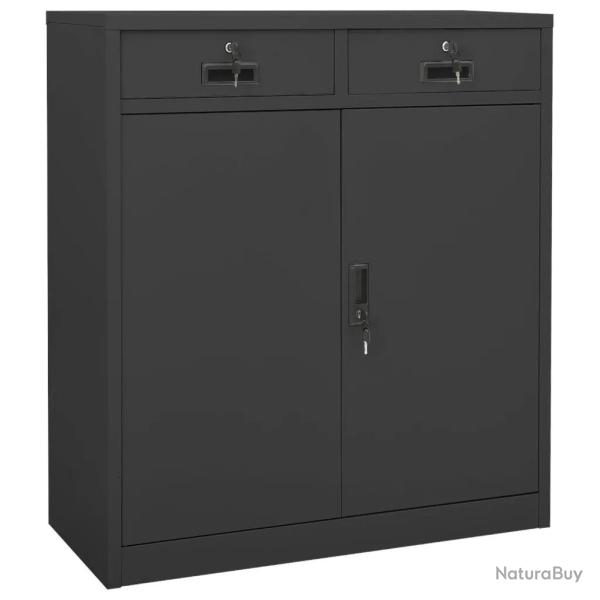 Armoire de bureau avec 2 �tag�res r�glables rangement dossiers 90 x 40 x 102 cm en acier anthracite