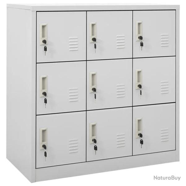 Armoire � casiers moderne rangement bureau 90 x 45 x 92,5 cm avec serrures en acier gris clair 02_0