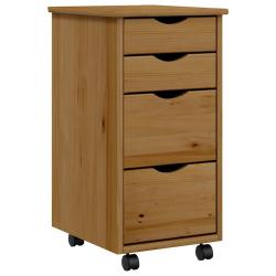 Armoire roulante avec tiroirs pratique espace de stockage 34 x 39 x 65,5 cm en bois de pin marron m