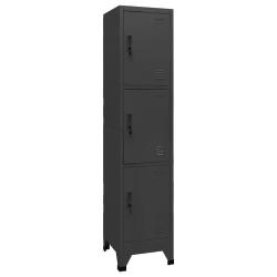 Armoire &agrave; casiers moderne rangement bureau 38 x 45 x 180 cm avec 3 portes verrouillables en acier a
